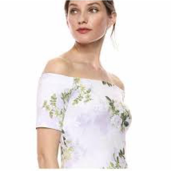 Calvin Klein lilac floral off the shoulder dress - Picture 2 of 4